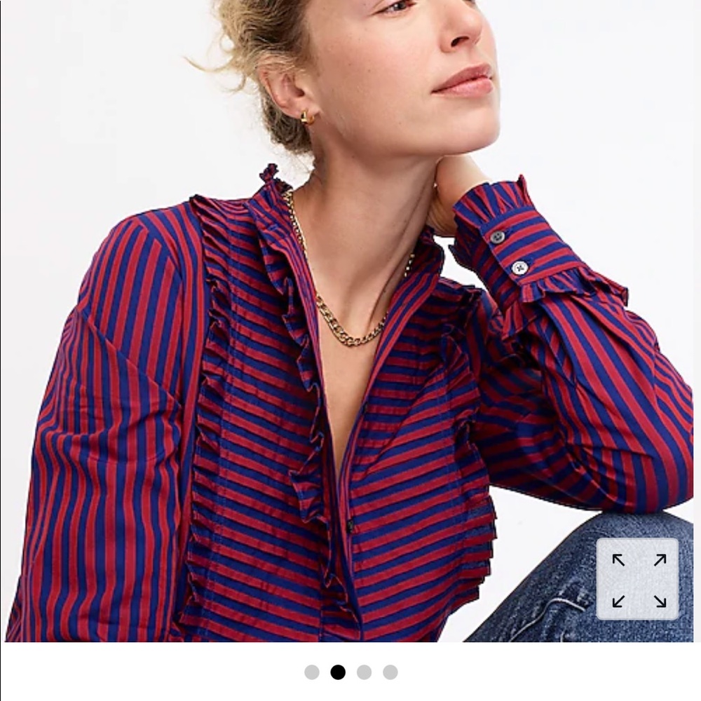 NWT J. crew ruffle trim tuxedo striped shirt XS - Picture 5 of 5
